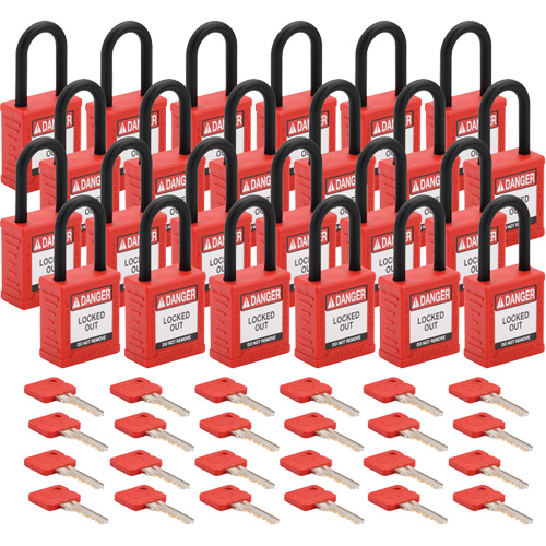 Velocity Lockout Padlocks, Red, Keyed Different, Nylon, 1-1/2" Width Oxymax Inc