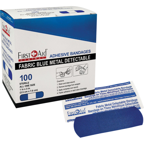 Bandages, Rectangulaire/carr&eacute;e, 3", Tissu d&eacute;tectable, St&eacute;rile Oxymax Inc