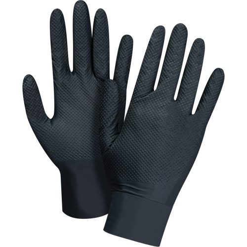 Gants d'examen de poids lourd &agrave; prise tactile, Petit, Nitrile, 8 mils, Sans poudre, Noir Oxymax Inc