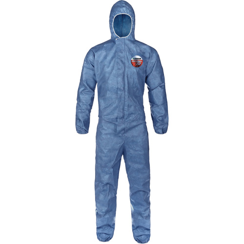Hooded Coveralls, Large, Blue, MicroMax&reg; VP Oxymax Inc
