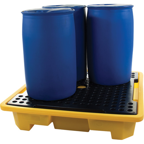 4-Drum Spill Pallet, 66 US gal. Spill Capacity, 57.5" x 57.5" x 12" Oxymax Inc