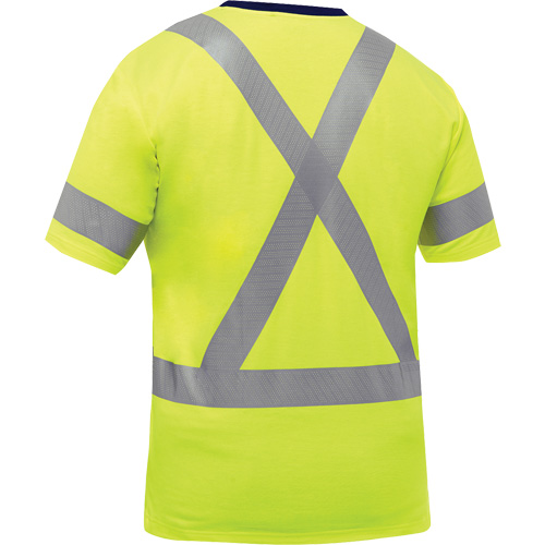 Chemise &agrave; manches courtes et X au dos Bisley, Poly-coton, Petit, Jaune lime haute visibilit&eacute; Oxymax Inc