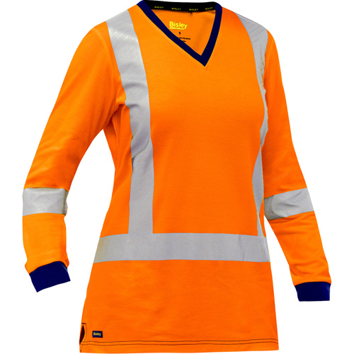 Chemise &agrave; manches longues et X au dos Bisley pour femmes, Poly-coton, Petit, Orange haute visibilit&eacute; Oxymax Inc