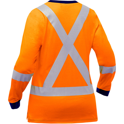 Chemise &agrave; manches longues et X au dos Bisley pour femmes, Poly-coton, Petit, Orange haute visibilit&eacute; Oxymax Inc