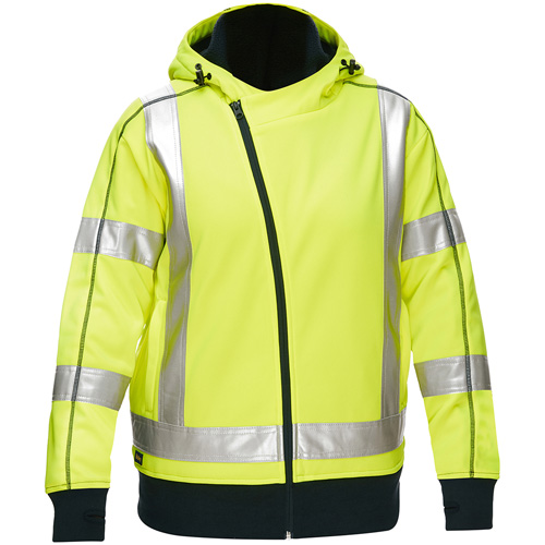 Bisley&reg; X-Back Women's Contoured Full Zip Hooded Sweatshirt with Sherpa Lining, 3X-Large, High Visibility Lime-Yellow Oxymax Inc