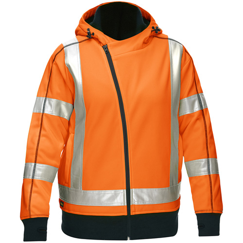 Bisley&reg; X-Back Women's Contoured Full Zip Hooded Sweatshirt with Sherpa Lining, X-Large, High Visibility Orange Oxymax Inc