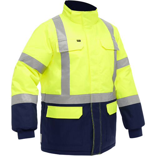 Bisley&reg; X-Back Extreme Cold Jacket with Navy Bottom, Polyester, High Visibility Lime-Yellow, Small Oxymax Inc