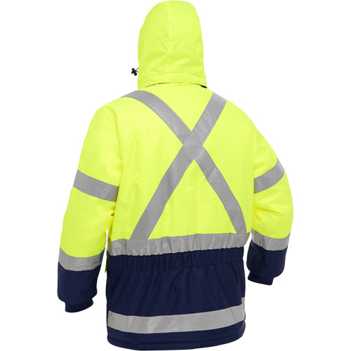 Bisley&reg; X-Back Extreme Cold Jacket with Navy Bottom, Polyester, High Visibility Lime-Yellow, Small Oxymax Inc