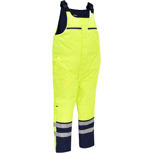 Bisley&reg; Extreme Cold Bib Overall, Polyester, Small, High Visibility Lime-Yellow Oxymax Inc