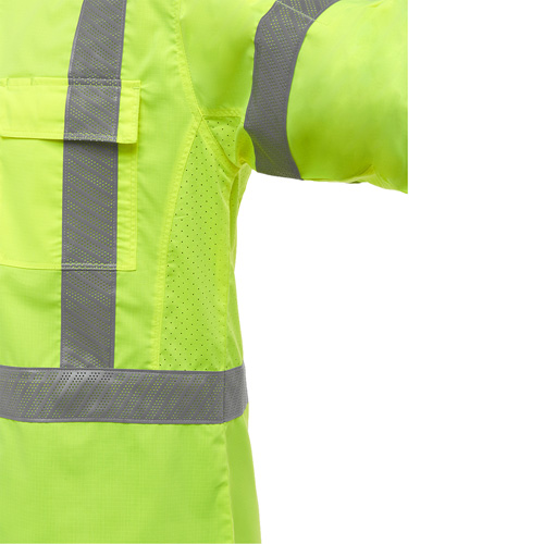 Bisley&reg; X-Back Long Sleeve Work Shirt with X-Airflow, Poly-Cotton, Small, High Visibility Lime-Yellow Oxymax Inc