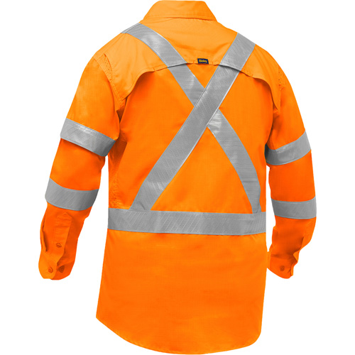 Chemise de travail &agrave; manches longues et X au dos Bisley avec X-Airflow pour femmes, Poly-coton, Petit, Orange haute visibilit&eacute; Oxymax Inc