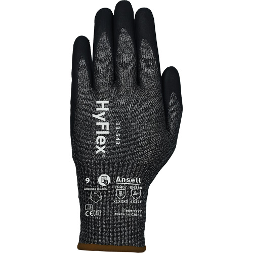 HyFlex&reg; 11-543 Cut Resistant Gloves, Size 6, 13 Gauge, Nitrile Coated, Nylon/Stainless Steel/HPPE/Spandex Shell, ASTM ANSI Level A7/EN 388 Level F Oxymax Inc