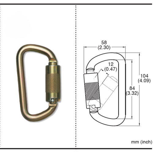 CP-03015-2 Zinc Plated Carabiner with 3/4" Gate Opening, Steel Oxymax Inc