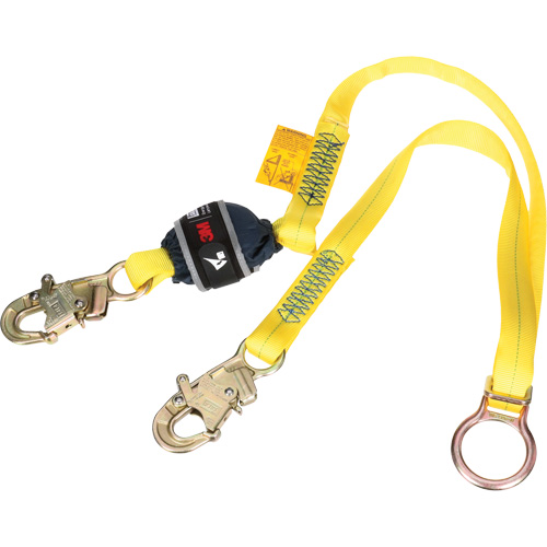 Tie-Back Web Shock-Absorbing Lanyard, 6', Snap Hook Center, Snap Hook Leg Ends, Polyester Oxymax Inc