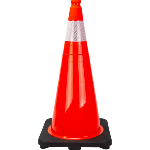 C&ocirc;ne de signalisation de premi&egrave;re qualit&eacute;, 28", Orange, Bande(s) r&eacute;fl&eacute;chissante(s) 4" Oxymax Inc