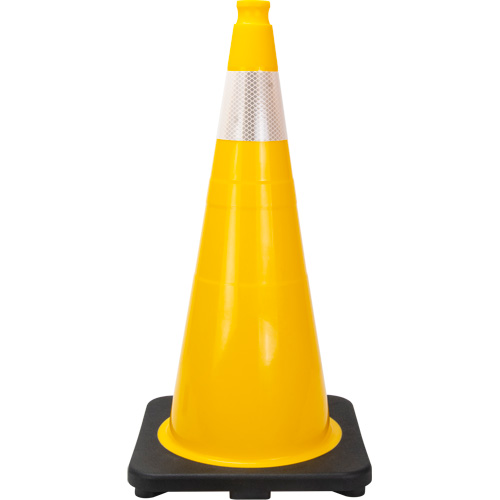C&ocirc;ne de signalisation de premi&egrave;re qualit&eacute;, 28", Jaune, Bande(s) r&eacute;fl&eacute;chissante(s) 4" Oxymax Inc