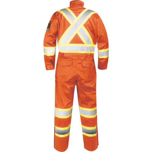Fire-Resistant Coverall with High-Visibility Bands, Size Small, Orange Oxymax Inc