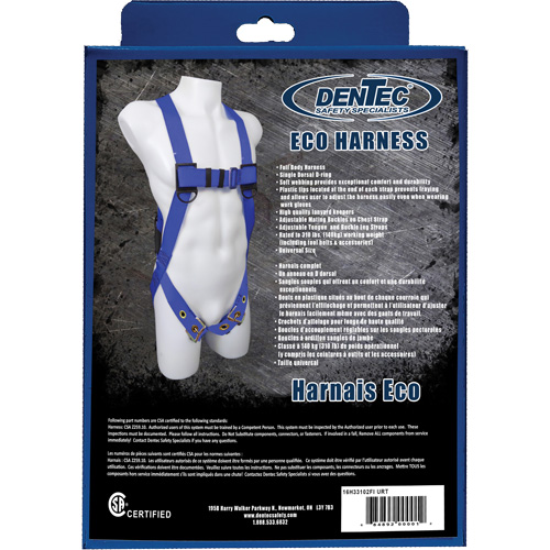 ECO Safety Harness in Retail Box, CSA Certified, Class A, 352 lbs. Cap. Oxymax Inc