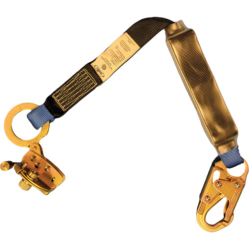 Trailing Rope Grab with Attached Shock Pack Lanyard, 2', Snap Hook Center, Snap Hook Leg Ends, Polyester Oxymax Inc