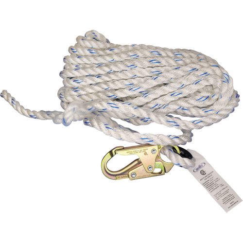 Cordage de s&eacute;curit&eacute; verticale avec mousqueton de 3/4" et cosse cœur Oxymax Inc