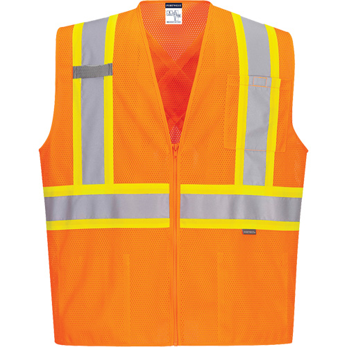 Veste de s&eacute;curit&eacute; &agrave; bandes contrastantes, Orange haute visibilit&eacute;, Petit, Polyester Oxymax Inc