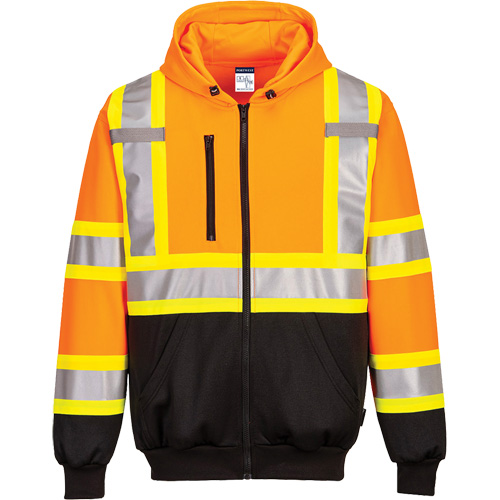 Contrast-Striped Safety Hoodie, Small, Black/High Visibility Orange Oxymax Inc