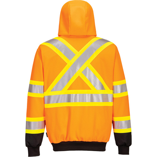 Contrast-Striped Safety Hoodie, Small, Black/High Visibility Orange Oxymax Inc