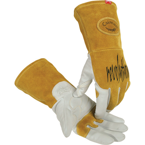 Caiman&reg; Premium TIG/MIG Welder's Gloves with FR Insulated Split Cowhide Back, Grain Goatskin, Size Small Oxymax Inc