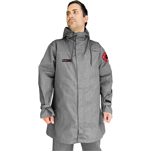 CoreMAX FR 35" Jacket with Attached Hood, 4X-Large, Grey Oxymax Inc