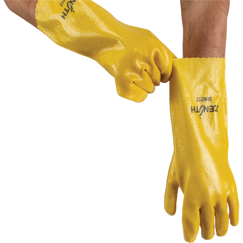 Gants &agrave; fini rugueux et r&eacute;sistants aux produits chimiques, Taille 9, 14" lo, PVC, Doublure en Interlock, 47-mil Oxymax Inc