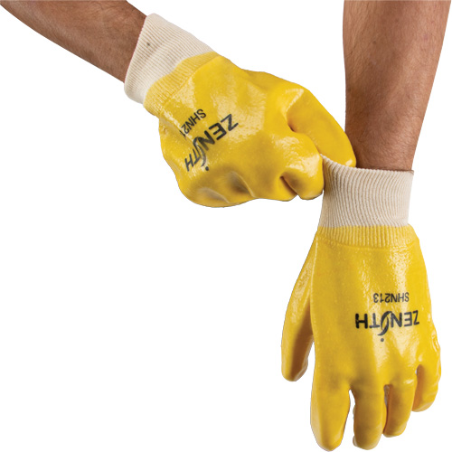 Rough-Finish Chemical-Resistant Gloves, Size 9, 10" L, PVC, Interlock Inner Lining, 47-mil Oxymax Inc