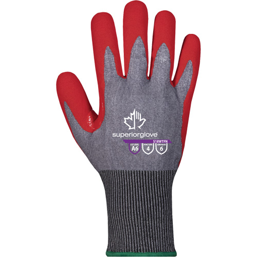 Gants hydrofuges r&eacute;sistants &agrave; la coupe, Taille 6, Calibre 6, Rev&ecirc;tement Mousse de nitrile, Enveloppe en TenActiv, ASTM ANSI niveau A4 Oxymax Inc
