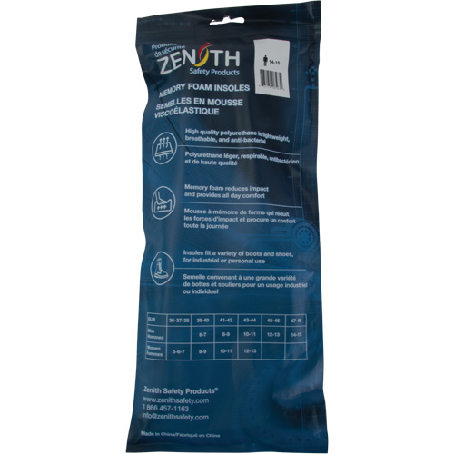 Semelles en mousse visco&eacute;lastique, Hommes 8 - 9/Femmes 10 - 11 Oxymax Inc