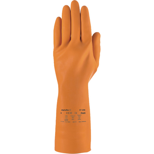 AlphaTec&reg; 87-208 Heavy-Duty Chemical-Resistant Gloves, Size 7, 12.8" L, Rubber Latex, Cotton/Flock-Lined Inner Lining, 29.5-mil Oxymax Inc