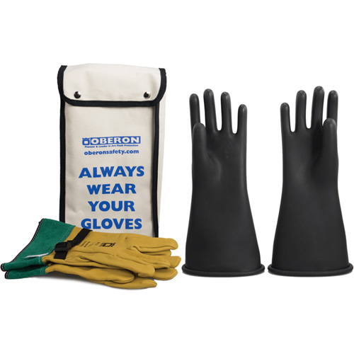 Class 2 Rubber Electrical Glove Kit, 9, 14" L, 37 cal/cm², NFPA 70E Oxymax Inc