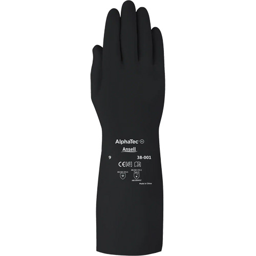 Gants d,usage moyen r&eacute;sistants aux produits chimiques AlphaTec 38001PP, Taille 7, 14" lo, Caoutchouc butyle, 14 mils Oxymax Inc