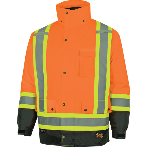 Parka de s&eacute;curit&eacute; d'hiver imperm&eacute;able 7-en-1 5056 Pioneer Yukon, Polyester, Noir/Orange haute visibilit&eacute;, T-petit Oxymax Inc