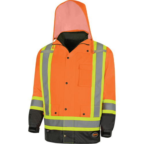 Parka de s&eacute;curit&eacute; d'hiver imperm&eacute;able 7-en-1 5056 Pioneer Yukon, Polyester, Noir/Orange haute visibilit&eacute;, T-petit Oxymax Inc