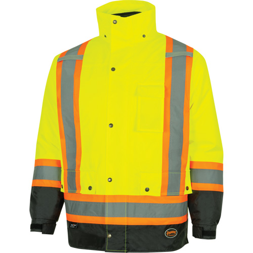 Parka de s&eacute;curit&eacute; d'hiver imperm&eacute;able 7-en-1 5057 Pioneer Yukon, Polyester, Noir/Jaune lime haute visibilit&eacute;, T-petit Oxymax Inc