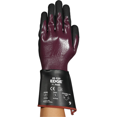 EDGE&reg; 48-939 Gauntlet Gloves, Size 6, 13 Gauge, Nitrile Coated, Polyester/HPPE/Spandex Shell, ASTM ANSI Level A4 Oxymax Inc