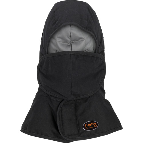 Doublure matelass&eacute;e ignifug&eacute;e Pioneer 765A pour casque de s&eacute;curit&eacute; avec un long cou et embout buccal amovible, Noir/Gris, Coton/FR-Tech/Modacrylique/Nylon Oxymax Inc