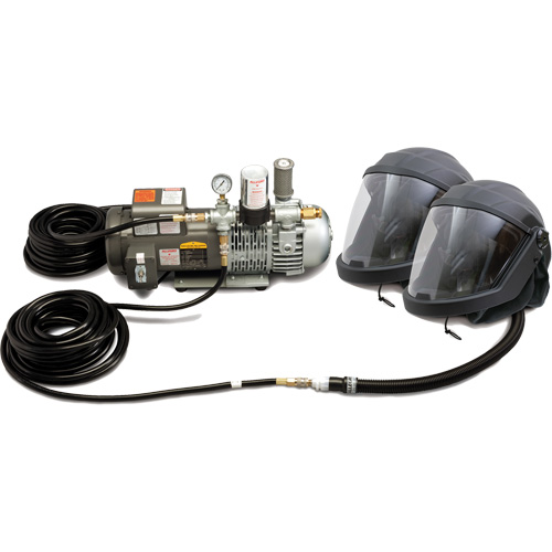 Syst&egrave;me de casque et de protection respiratoire &agrave; adduction d'air DEFENDER pour 2 travailleur Oxymax Inc