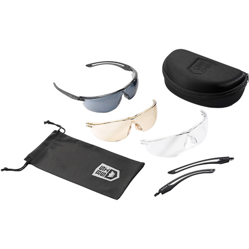 Ensemble de lunettes de s&eacute;curit&eacute; &agrave; protection balistique Gunfire 2.0, Lentille Transparent/Fum&eacute;e/Cuivre, Antibu&eacute;e/Anti-&eacute;gratignures, ANSI Z87+ Oxymax Inc