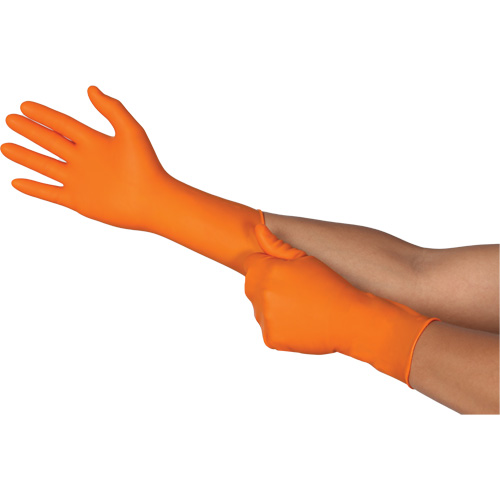 Gants jetables TOUCHNTUFF 93-800, 10/9,5, Latex/N&eacute;opr&egrave;ne/Nitrile, 23,6-mils, Sans poudre, Orange Oxymax Inc