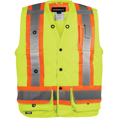 Veste haute visibilit&eacute; pour arpenteur, Orange haute visibilit&eacute;, Petit, Polyester Oxymax Inc