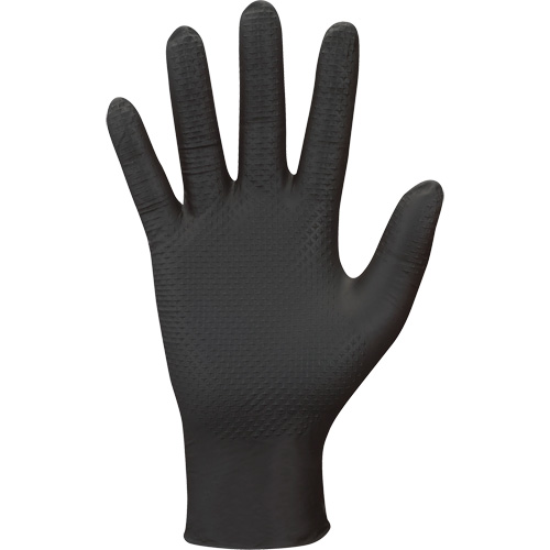 709B PyraGrip Disposable Gloves, 11/2X-Large, Nitrile, 8-mil, Powder-Free, Black Oxymax Inc