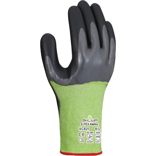 S-TEX Alpha XC821 Cut-Resistant Gloves, Size 6/Small, 18 Gauge, Nitrile Coated, Polyester/Nylon/Polyurethane/HPPE/Tungsten Shell, ASTM ANSI Level A6/EN 388 Level F Oxymax Inc