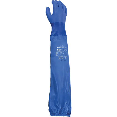 690 Chemical-Resistant Gloves, Size X-Large/10, 26" L, Cotton/PVC Oxymax Inc