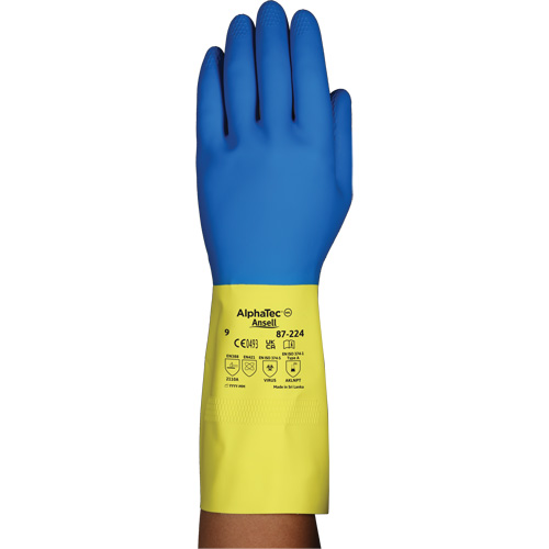 Alphatec&reg; 87-224 Chemical-Resistant Gloves, Size 9, 12.8" L, Neoprene/Rubber Latex, Cotton/Flock-Lined Inner Lining, 26.8-mil Oxymax Inc