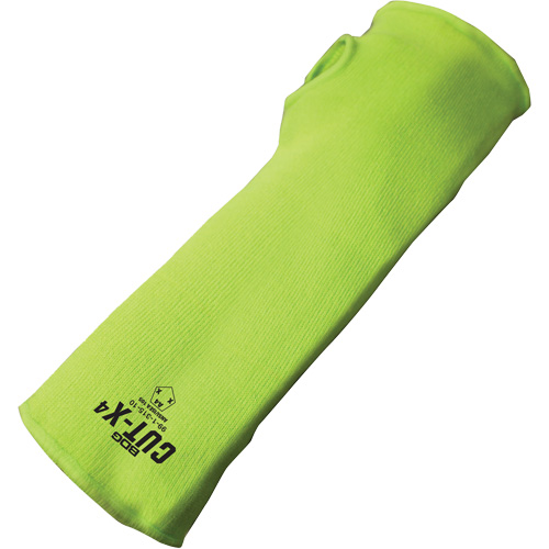 Manchette r&eacute;sistante &agrave; la coupe avec ouverture pour le pouce Cut-X, Fibre de verre/Poly&eacute;thyl&egrave;ne, 14", ASTM ANSI niveau A4, Lime haute visibilit&eacute; Oxymax Inc